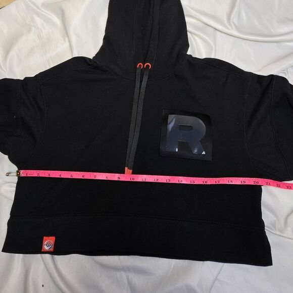 POKEMON Team Rocket HQ Collection black crop boxy hoodie fleece‎ sweatshirt S - Picture 9 of 12